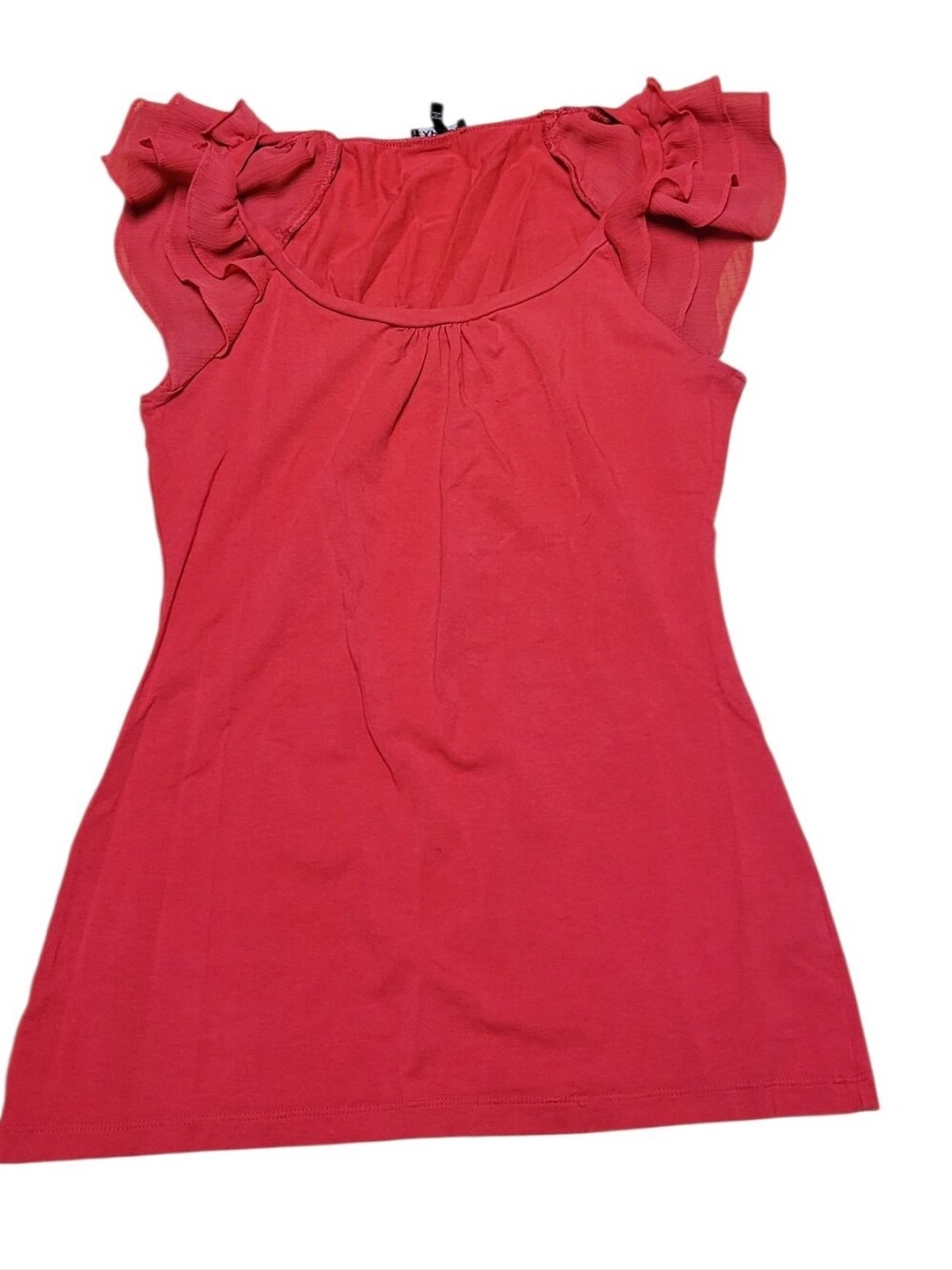 Express Red Ruffle Sleeve Scoop Neck Top, Size S
